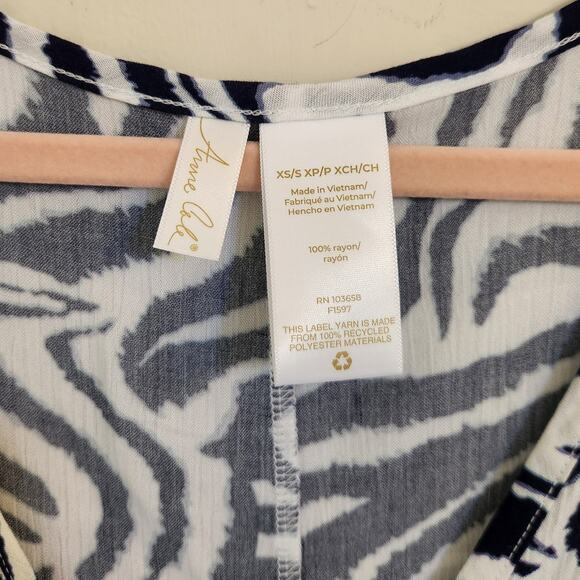 NWT Anne Cole Navy Zebra Shadow Swim Tunic Cover-up Resort Vacation XS/S - Picture 3 of 6